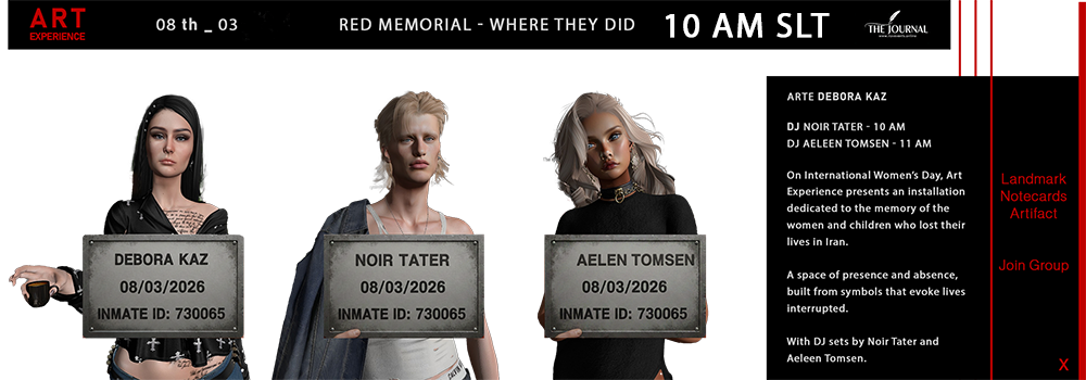 Join Art Experience on March 8th for Debora Kaz’s "Red Memorial," a symbolic art installation dedicated to the women and children who lost their lives in Iran.